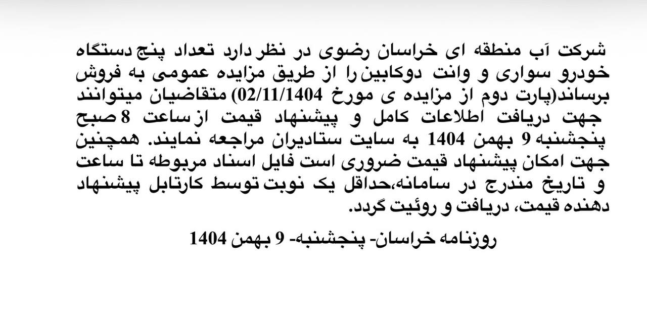 شرکت آبا منطقه ای خراسان رضوی